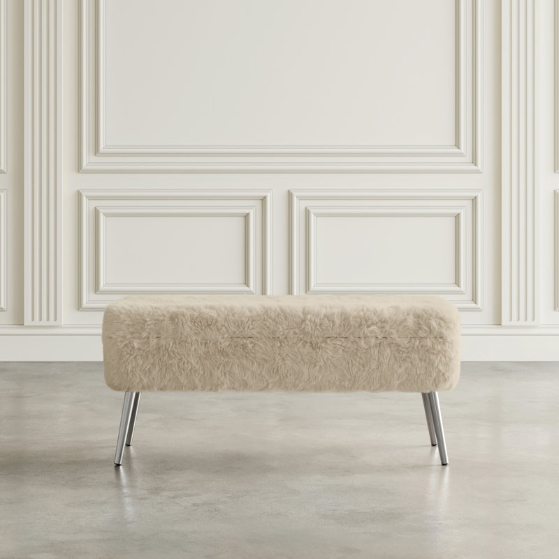 Kristell Polyester Upholstered Storage Bench, Sand
