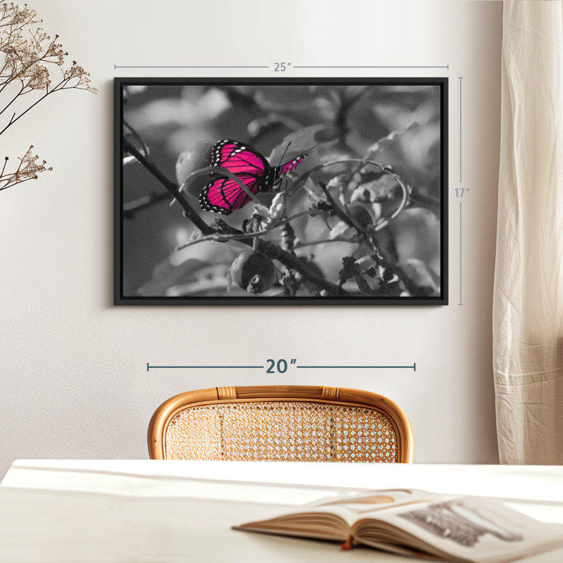 "Art mural papillon monarque rose", H 25 po x l 17 po