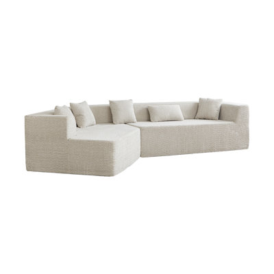 Boneless Modern Minimalist Curved Sofa With With 5 Pillows