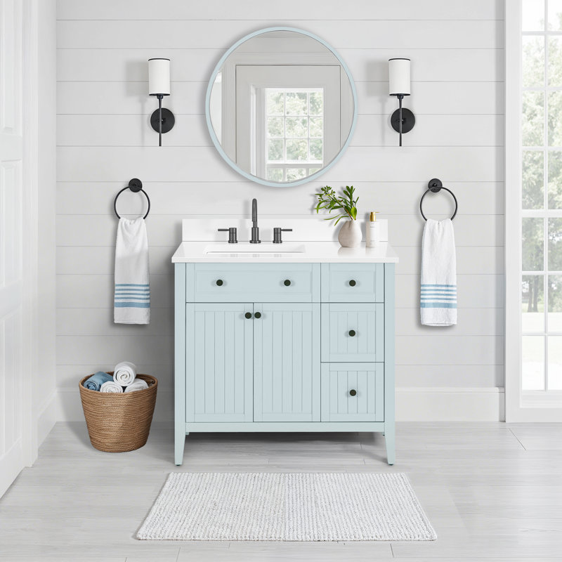 Meuble-lavabo simple 36 po Layla, Quartz blanc, 37"