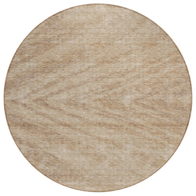 Tapis d'intérieur rond lavable abstrait kaki et brun 8 pi