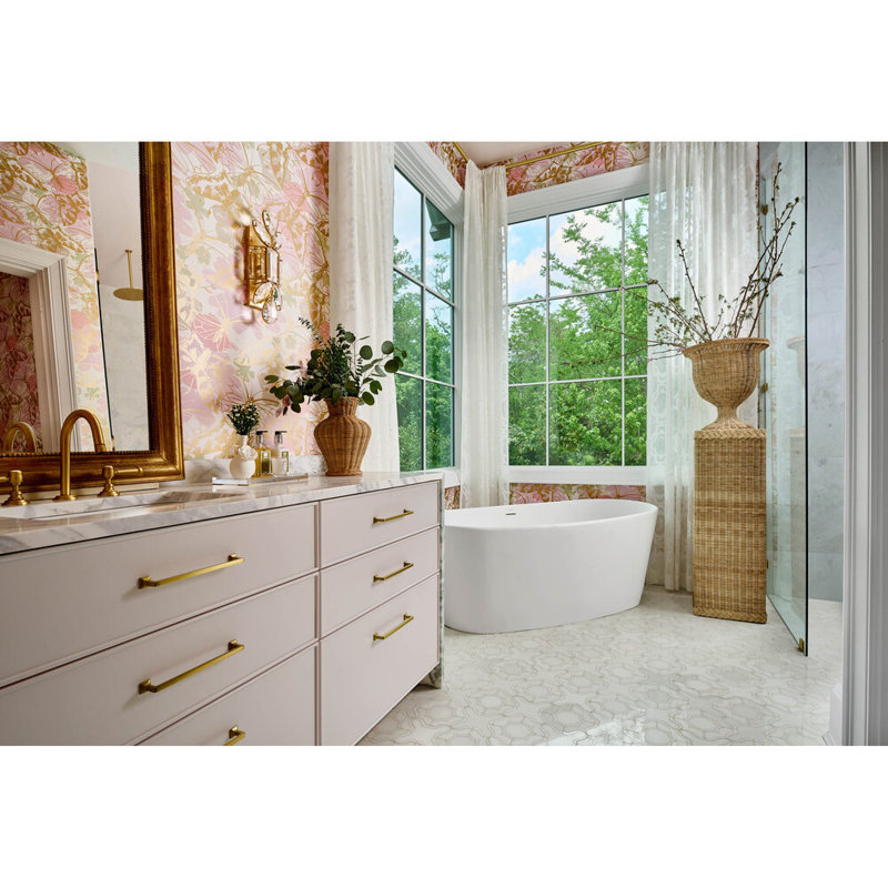 Biscayne 64'' L Freestanding Air Bathtub, Matte Black, Glossy White