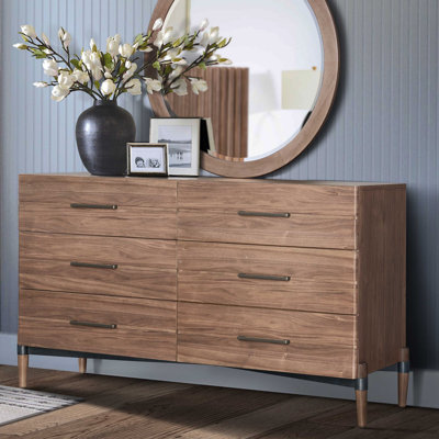 Commode à six tiroirs Tranquility, aucun assemblage requis, finition noyer