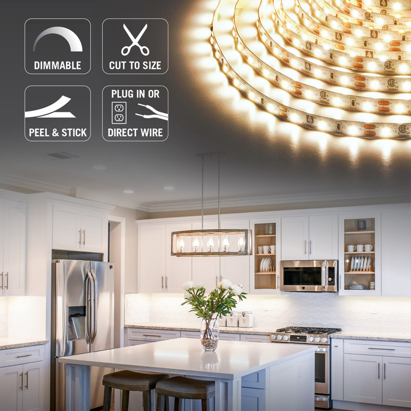 16 ft Soft White LED Strip Light Kit with Remote