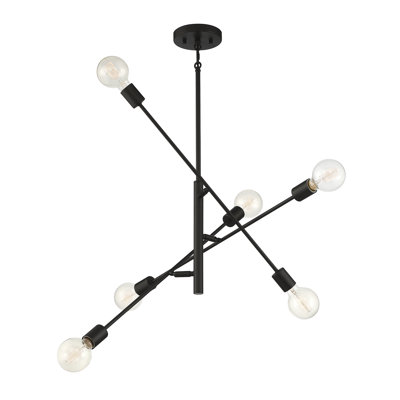 Lustre 6 lumières Meridian en noir mat