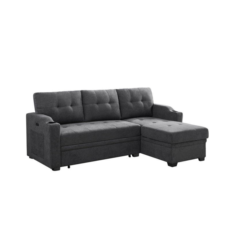 Canapé-lit modulaire en tissu tissé 83 po avec porte-gobelet, port de chargement USB et poche Arbordale