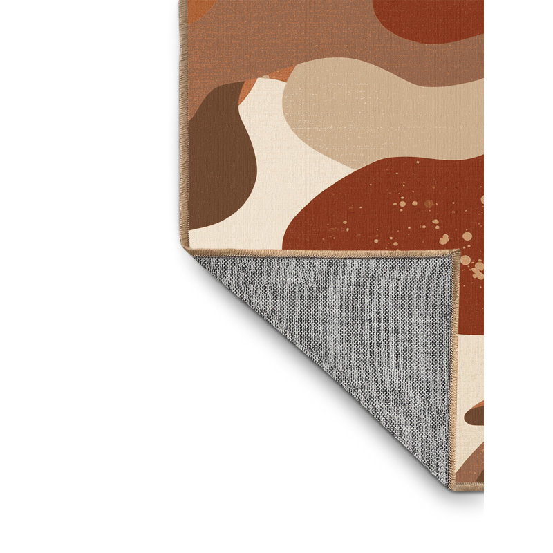 Machine Washable Patterns And Textures Casual Abstract Rug in Brown – LightBrown Binding, 6' Square