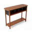 Console haute vintage en bois massif de 112 cm de large avec rangement, couleur noyer, idéale pour une entrée.