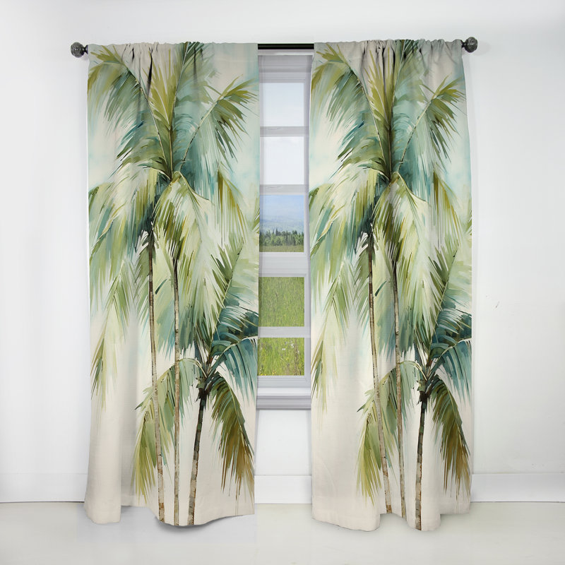 Green Minimalisme Palm Trees I - rideau occultant floral avec palmiers et palmiers - 1 panneau, L 52 po x L 84 po
