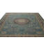 Tapis traditionnel bleu en laine noué à la main 11 pi 10 po x 15 pi 1 po Rose Oushak