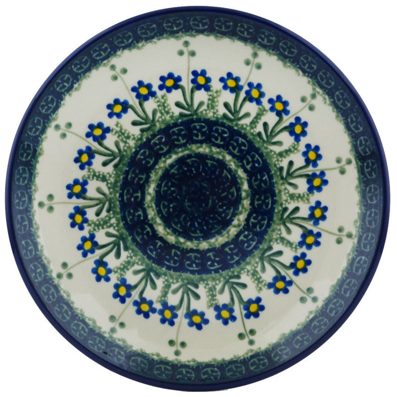 Blue Daisy Circle Polish Pottery 8" Plate