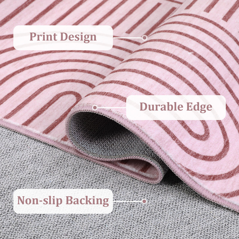 Area Rug Fashionable Arched Geometric Carpet Machine Washable Area Carpet Stain Resistant Non-Shedding Rugs for Bedroom Dining Room Home Office Family Room Playroom