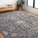 Fiorillo Oriental Machine Made Power Loom Polypropylene Charcoal/Rust Indoor Area Rug