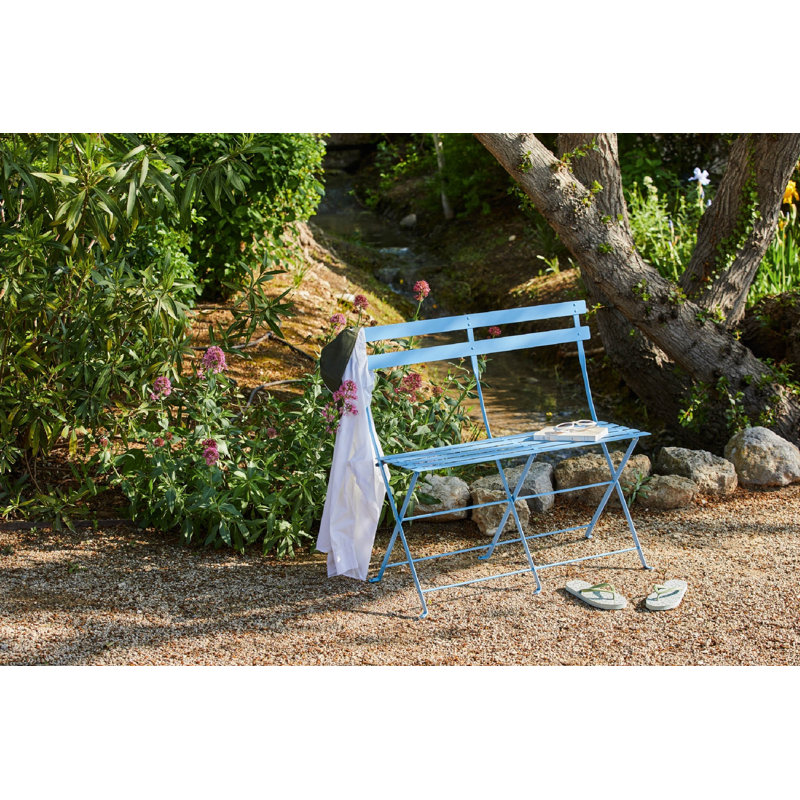 Banc de jardin en acier Bistro, Bleu Maya