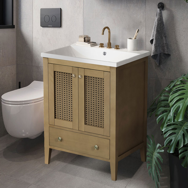 Meuble-lavabo autoportant simple avec plateau en céramique Binstead