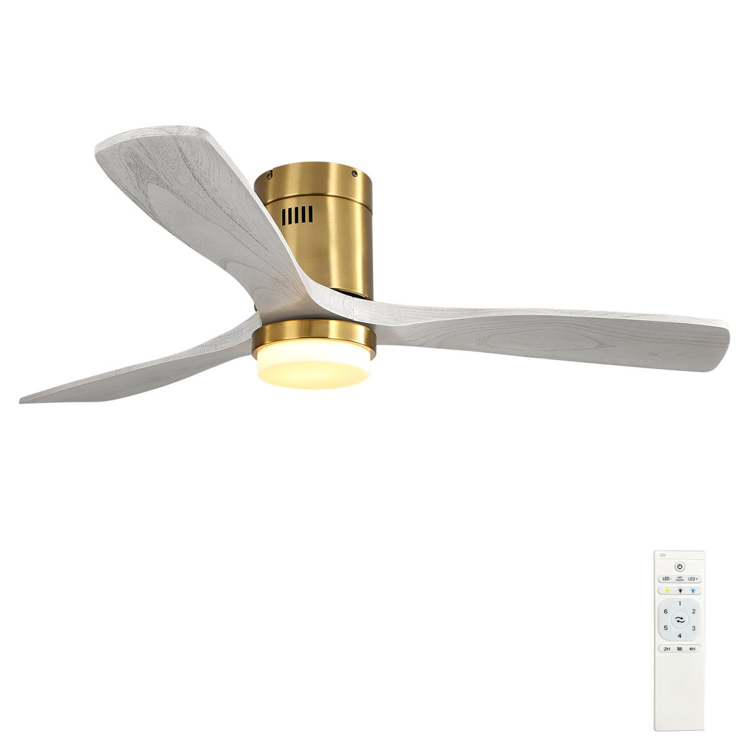 Airys Blade Span 52 In. Indoor Noiseless Ceiling Fan With LED Bulb Included With Remote Included Wrought Studio™ Blade 