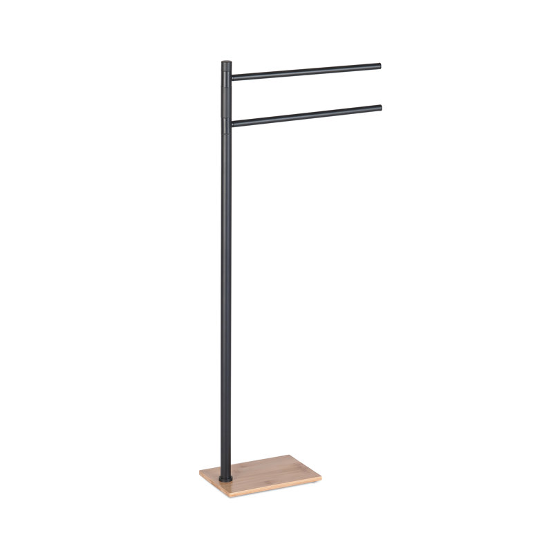 Alfeo 2 Freestanding Towel Stand, Black/Bamboo