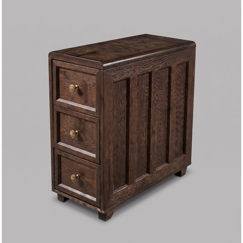 Table d'appoint en bois massif, Marron foncé