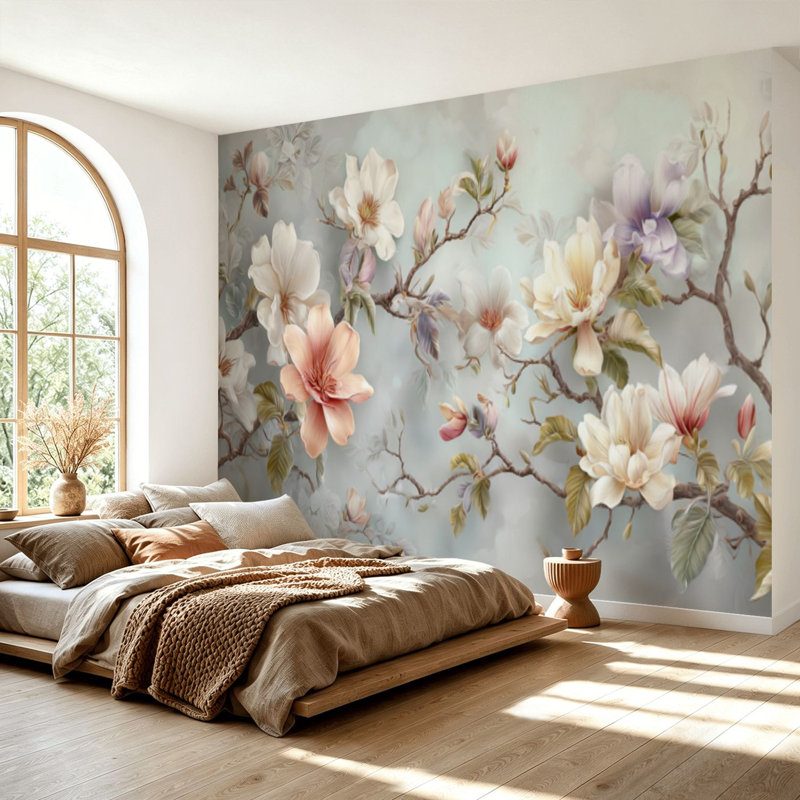 Papier peint adhésif auto-adhésif moderne pour la chambre à coucher Peel and Stick L 69 po x l 96 po avec branches délicates