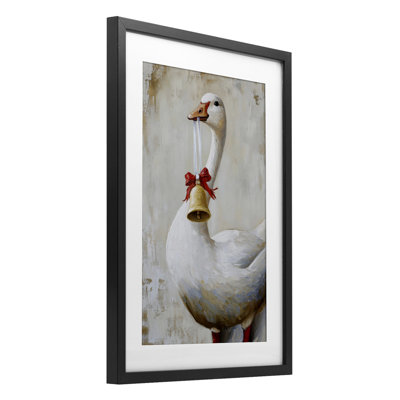 «Festive Jingle Goose», impression sous verre encadrée, design par Petal Prints Design