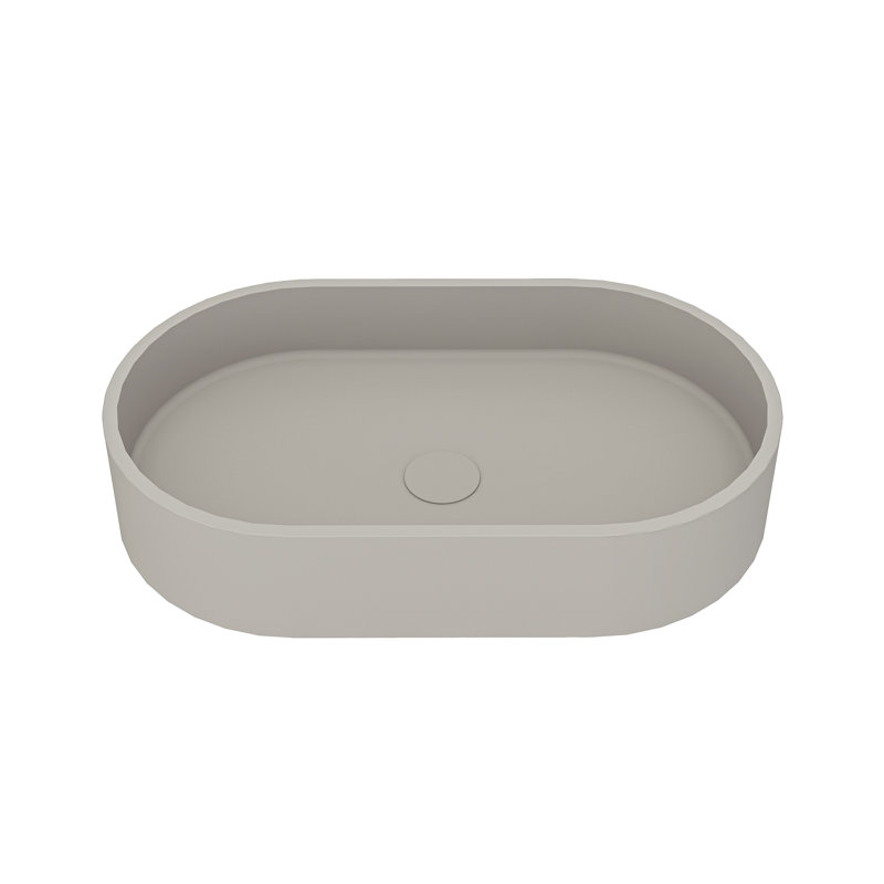 CASAINC Maple 13.77'' Concrete Oval Bathroom Sink, Cold Concrete Gray