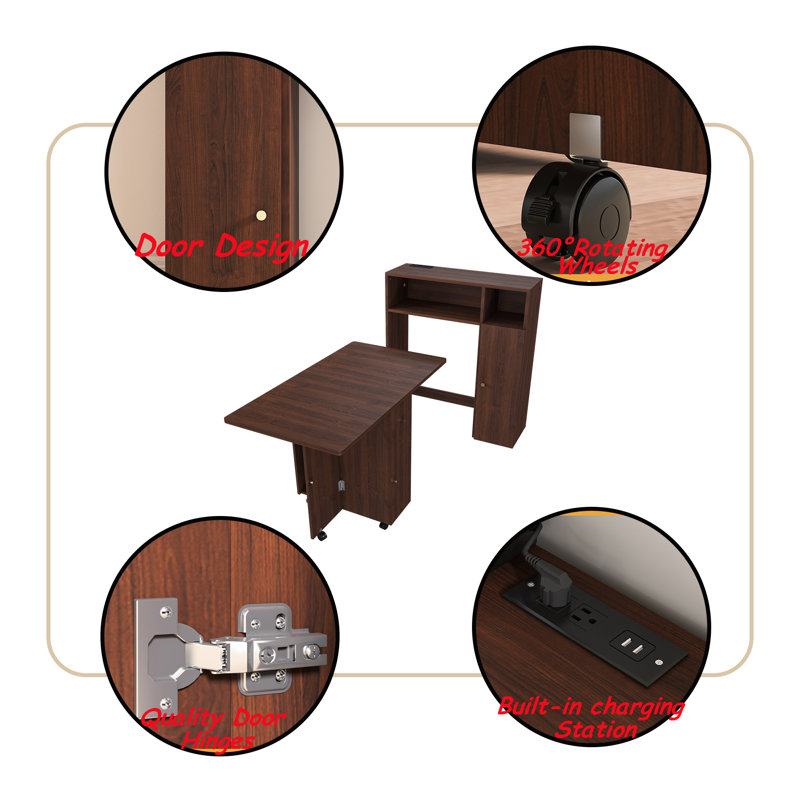 Multifunctional Folding Dining Table With Wall Mounted Sideboard