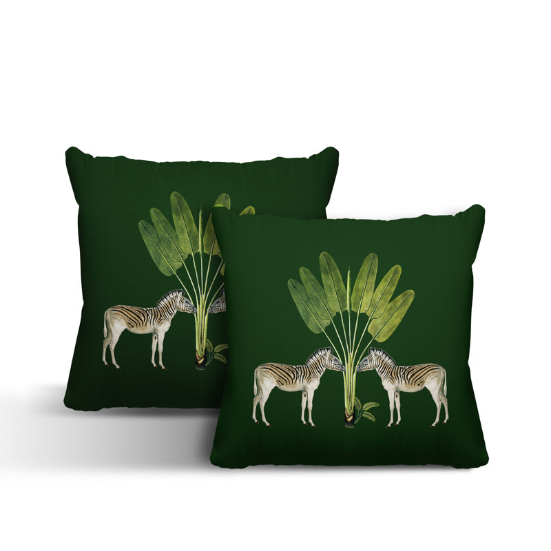 Housse et insert de coussin carré intérieur / extérieur , L 15 po x H 15 po, Vert