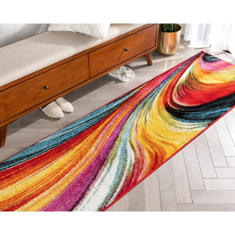 Tapis lumineux multicolore Brooksville Pleasure, Tapis de couloir 2 pi 3 po x 7 pi 3 po