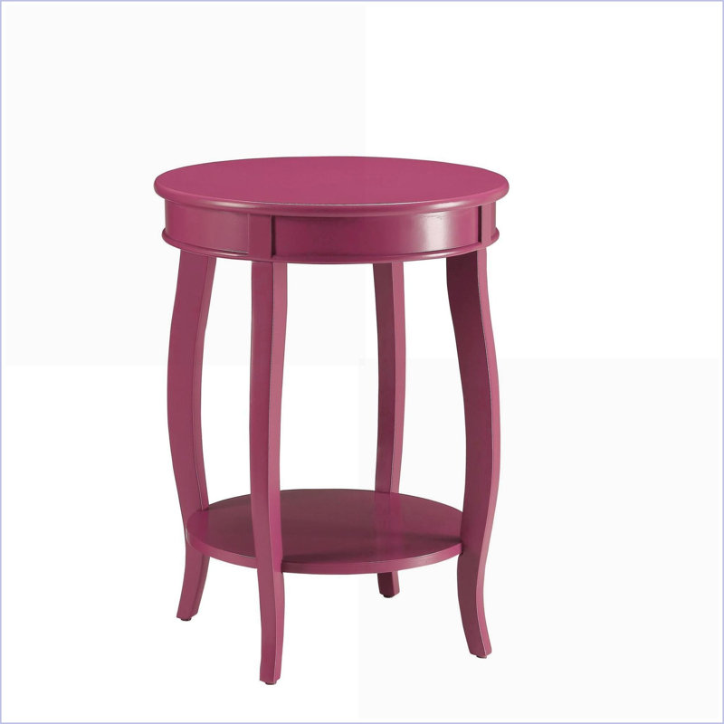Table basse mauve ronde avec pieds Cabriole et tablette inférieure, peu encombrante pour le salon, Mauve