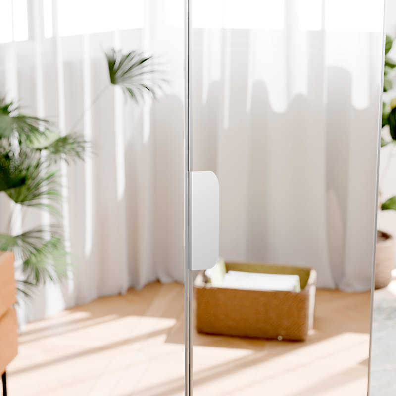 30 in. x 80 in. White Mirrored Glass Full Lite Bi-Fold Door