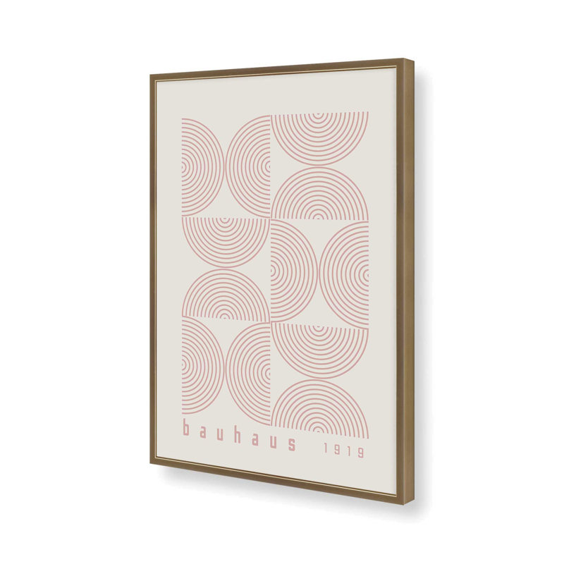 Pink Bauhaus Flow I Print in a Frame, Framed Print without Mat, Brushed Gold, 25.25" H x 19.25" W x 1.25" D