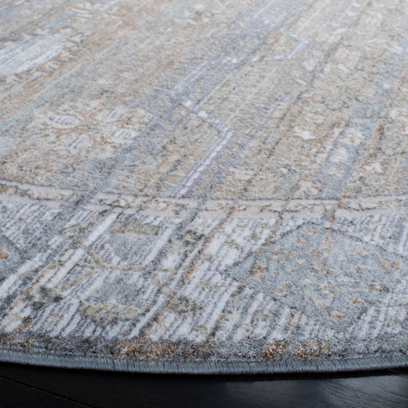 Oriental Grey / Beige Area Rug, Rectangle 4' x 6'