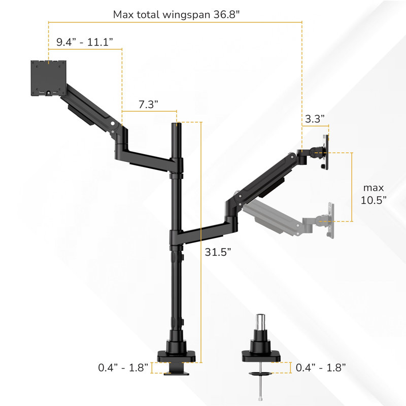 Mount-It! Heavy-Duty Dual Stacking Monitor Mount for monitors up to 49" Ultrawide