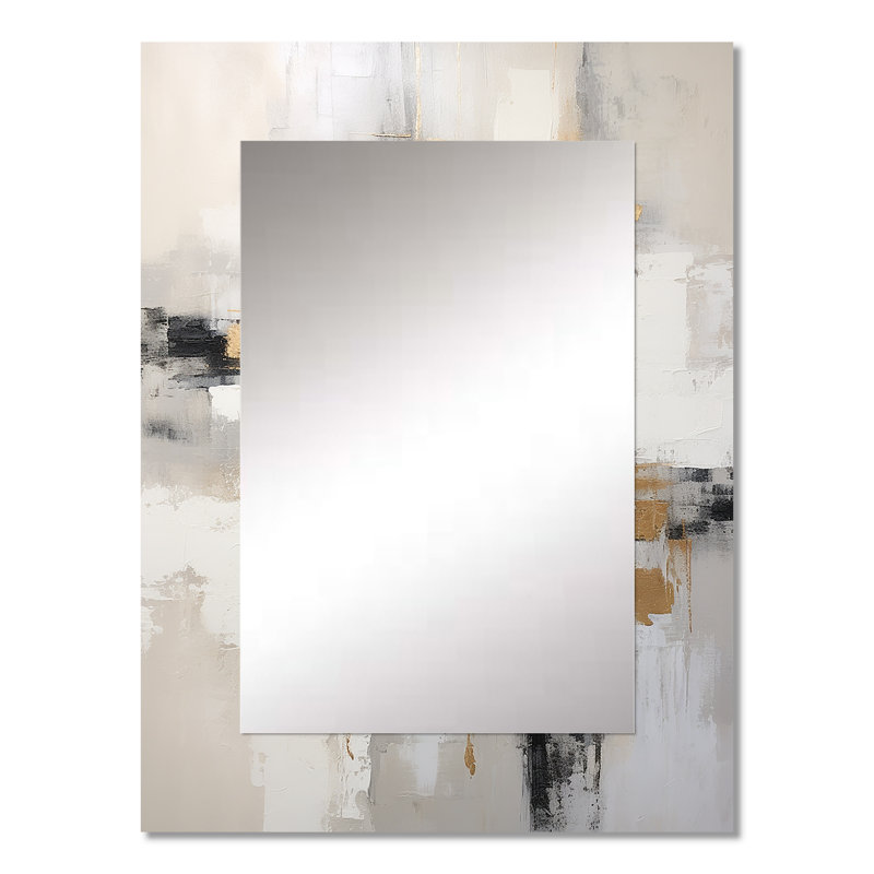 Essential Bliss Minimalism Abstract Gold Painting - Abstract Painting Mirror, Gold Unique Wall Mirror, Printed Metal Art