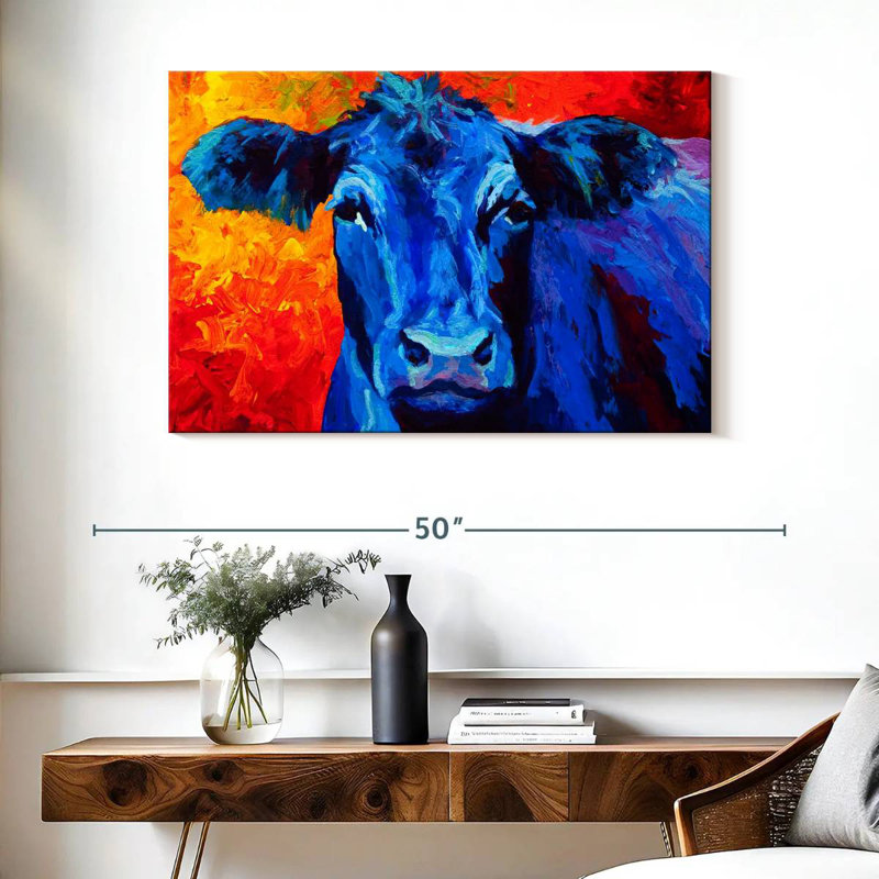 Brampt Blue Cow, 26" H x 39" W