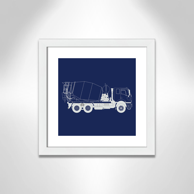 Camions Camions 1, art encadré, H 16 po x l 16 po x P 0,6 po, Encadré plat blanc