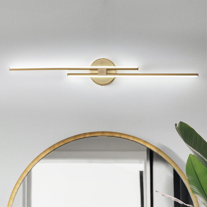 31" W 2-Light Dimmable LED Vanity Light, Gold, 6000K