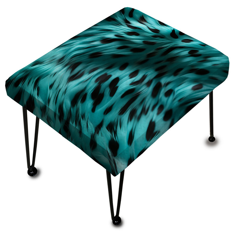 Turquoise And Black - Abstract Rectangle Ottoman