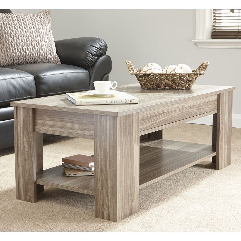 Adrianne Lift Top Four Leg Coffee Table with Storage, Walnut