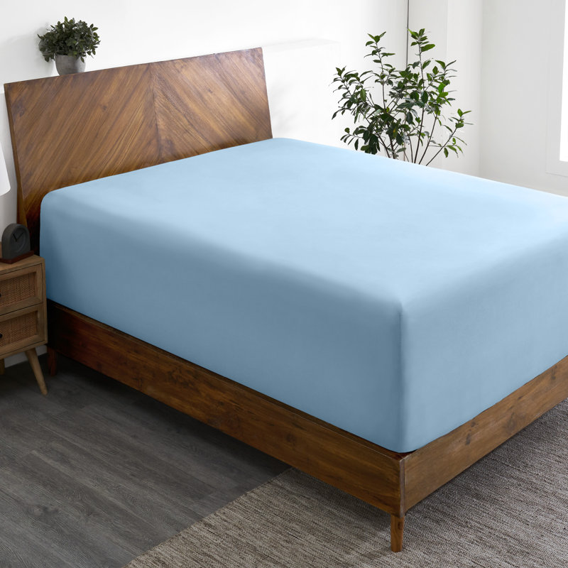 Extra Deep Microfiber Fitted Sheet, Queen Fitted Sheet, Light Blue
