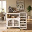 Chariot pour îlot de cuisine avec table étendue, armoire de rangement, 3 tablettes ouvertes latérales, table pour îlot de cuisine sur roulettes-123147629-123147627
