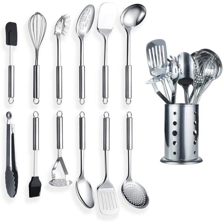 Chef Craft Select Kitchen Tool and Utensil Set, 13 Piece, Stainless  Steel/Black