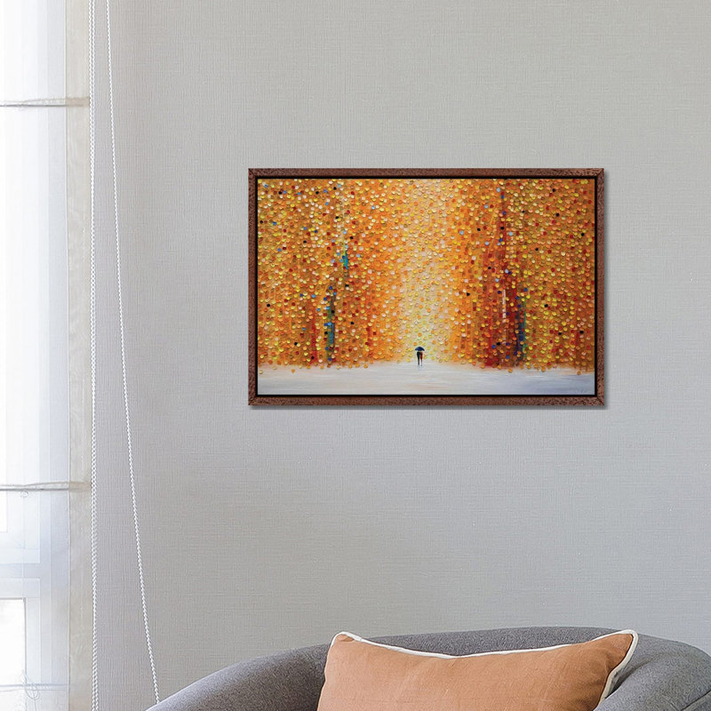 Our Rainy Sunset by Ekaterina Ermilkina - Painting on Canvas, 66.04 cm H x 45.72 cm W, Classic Brown Wood Framed