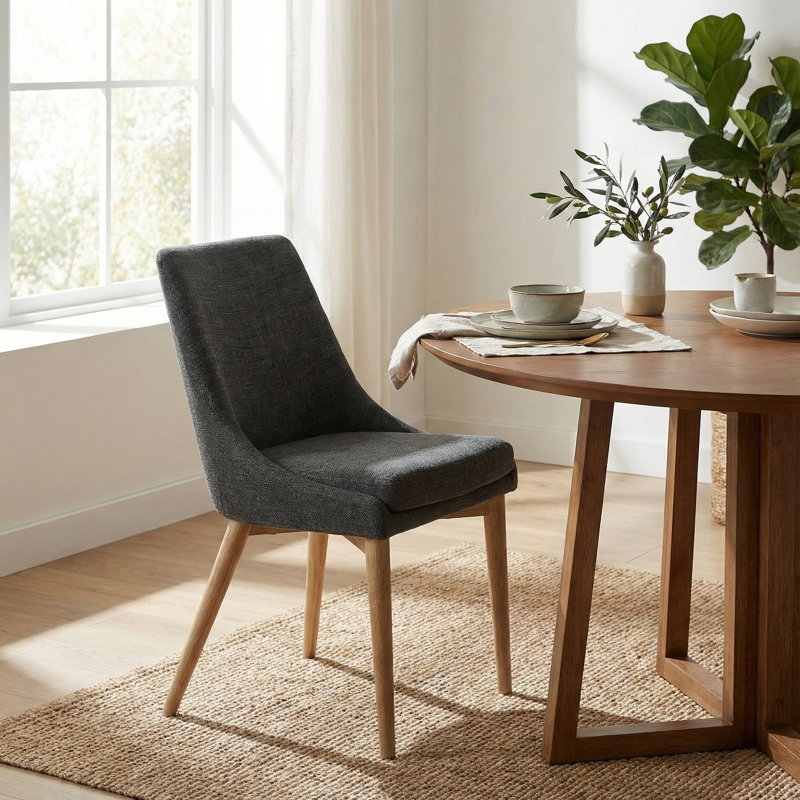 Chaise d'appoint Linden - Ardoise avec pieds naturels, Slate