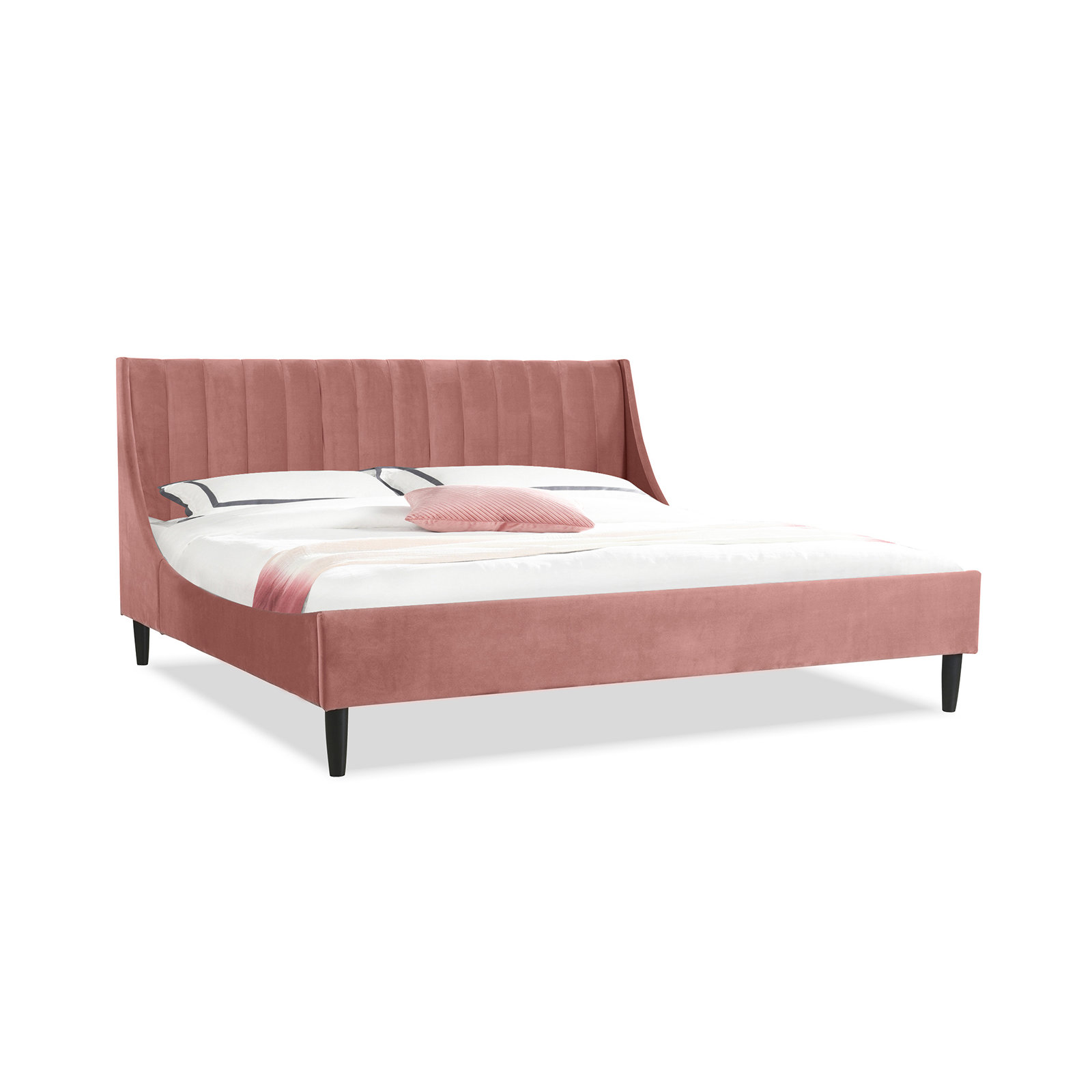 Helaina Upholstered Wingback Bed, King, Ash Rose Velvet