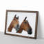 Two Chestnut Brown Horses in Abstract - Picture Frame Painting Print-55777409-55777408