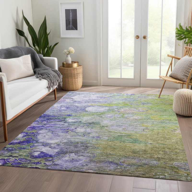 Jagdesh Washable Abstract Indoor / Outdoor Rug, Rectangle 5' x 7'6"