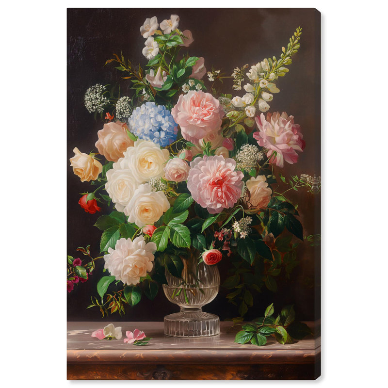 Art, art floral, nature morte, toile, fleurs de nostalgie, H 45 po x l 30 po, Toile tendue