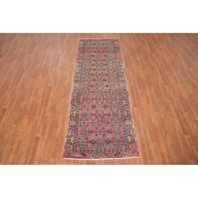 Tapis de couloir rose à motif géométrique traditionnel 3 x 10