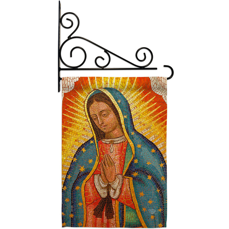 Mélange de polyester et de polyester à 2 faces Lady of Guadalupe : 18 x 13 po Ensemble de drapeaux